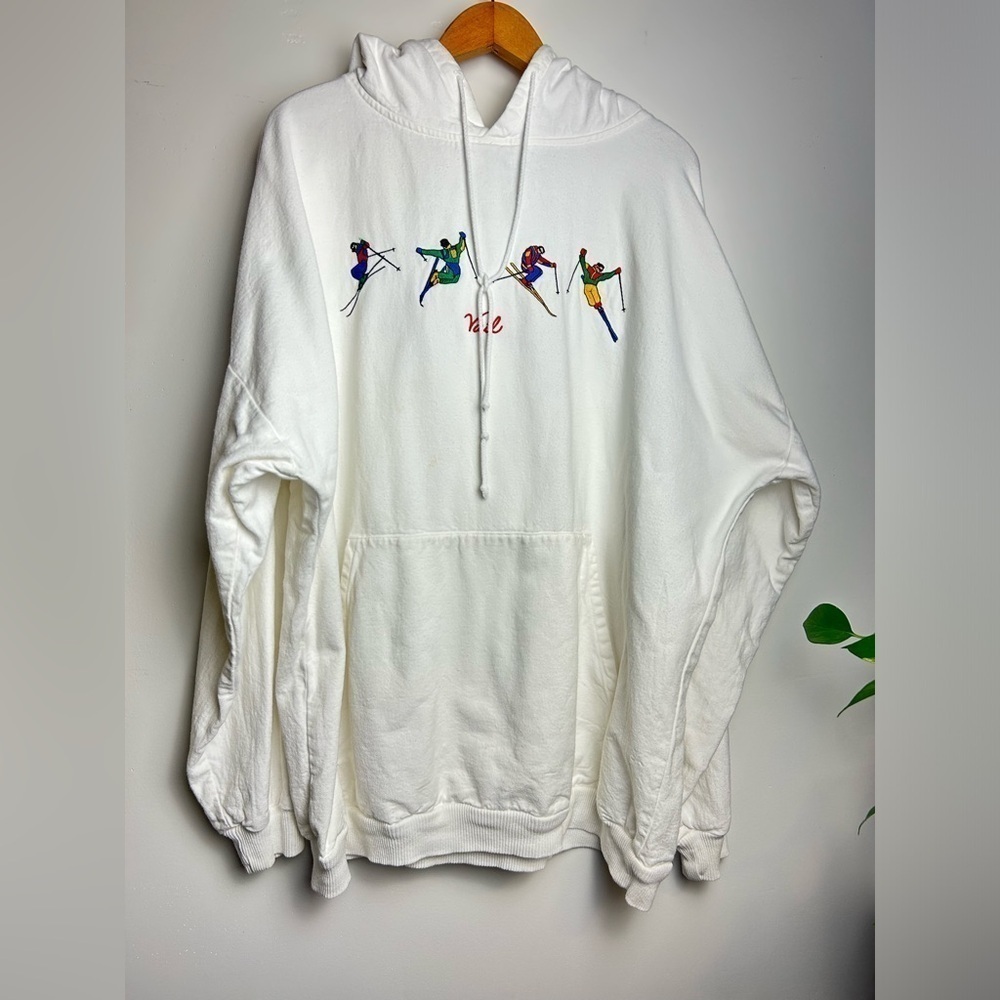 Crazy shirt Hawaii 80s 90s Vtg Vail Embroidery Hoodie sweatshirt white Size‎ XL